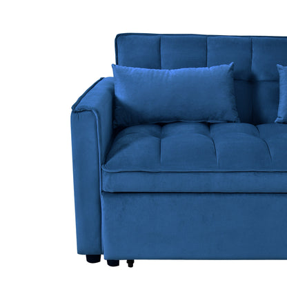 Divano letto moderno estraibile, divano letto 3 in 1 con schienale regolabile, divanetto in velluto, cuscini e tasche laterali