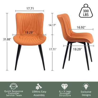 Set di 2 sedie da pranzo moderne imbottite in pelle senza braccioli