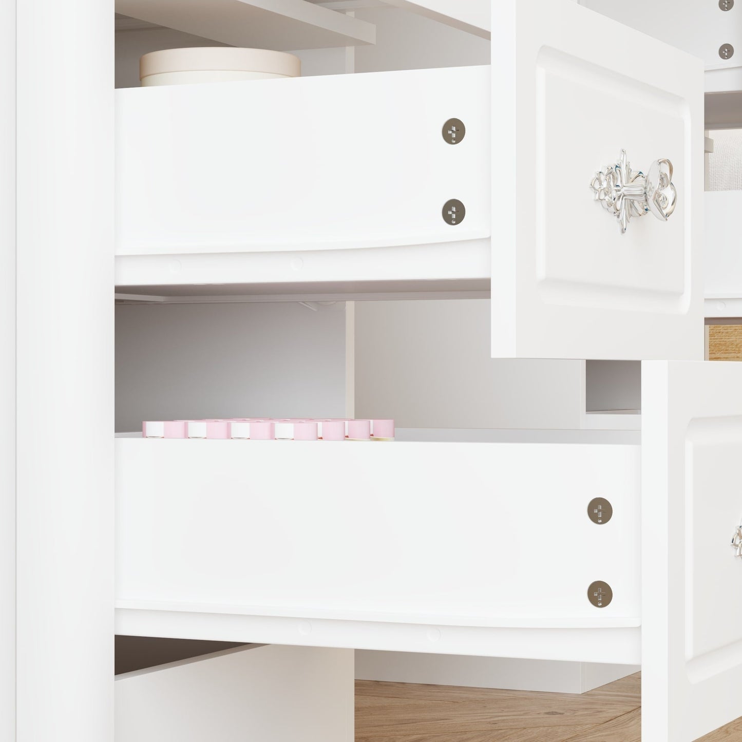 Specchio da trucco pieghevole moderno bianco con illuminazione regolabile - 40,2x54,1