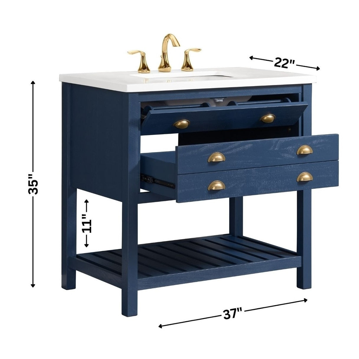 Mobile bagno singolo Monterey 37 Farmhouse con piano