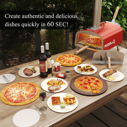 Forno per pizza multicombustibile da esterno, con bruciatore a gas e contenitore per legna, 12 pollici