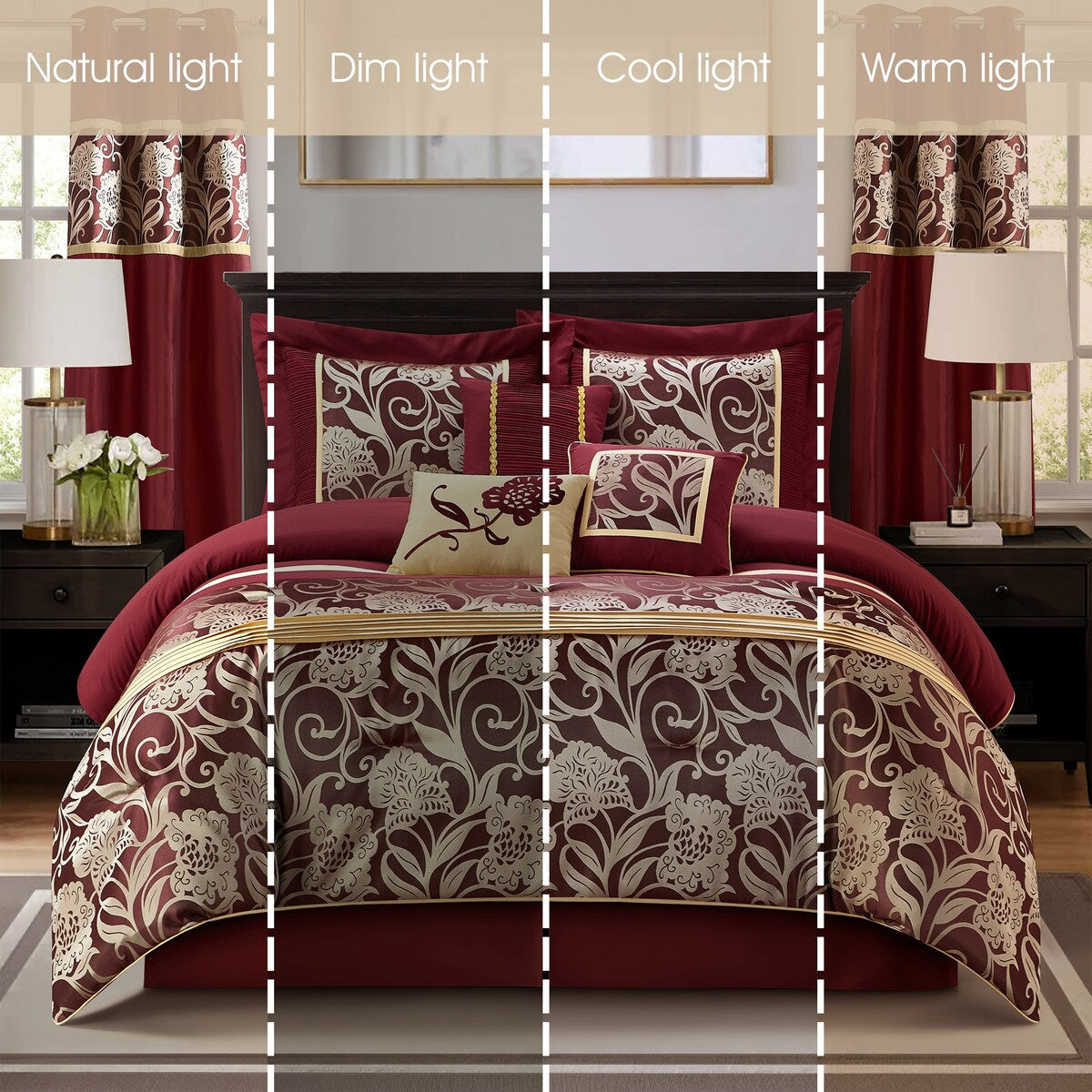 Set copripiumino Nanshing Brie da 9 pezzi in jacquard floreale