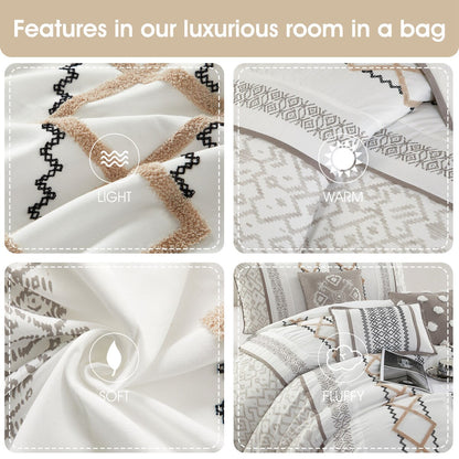 Nanshing Trina Set di piumoni ricamati in stile boho da 15 pezzi