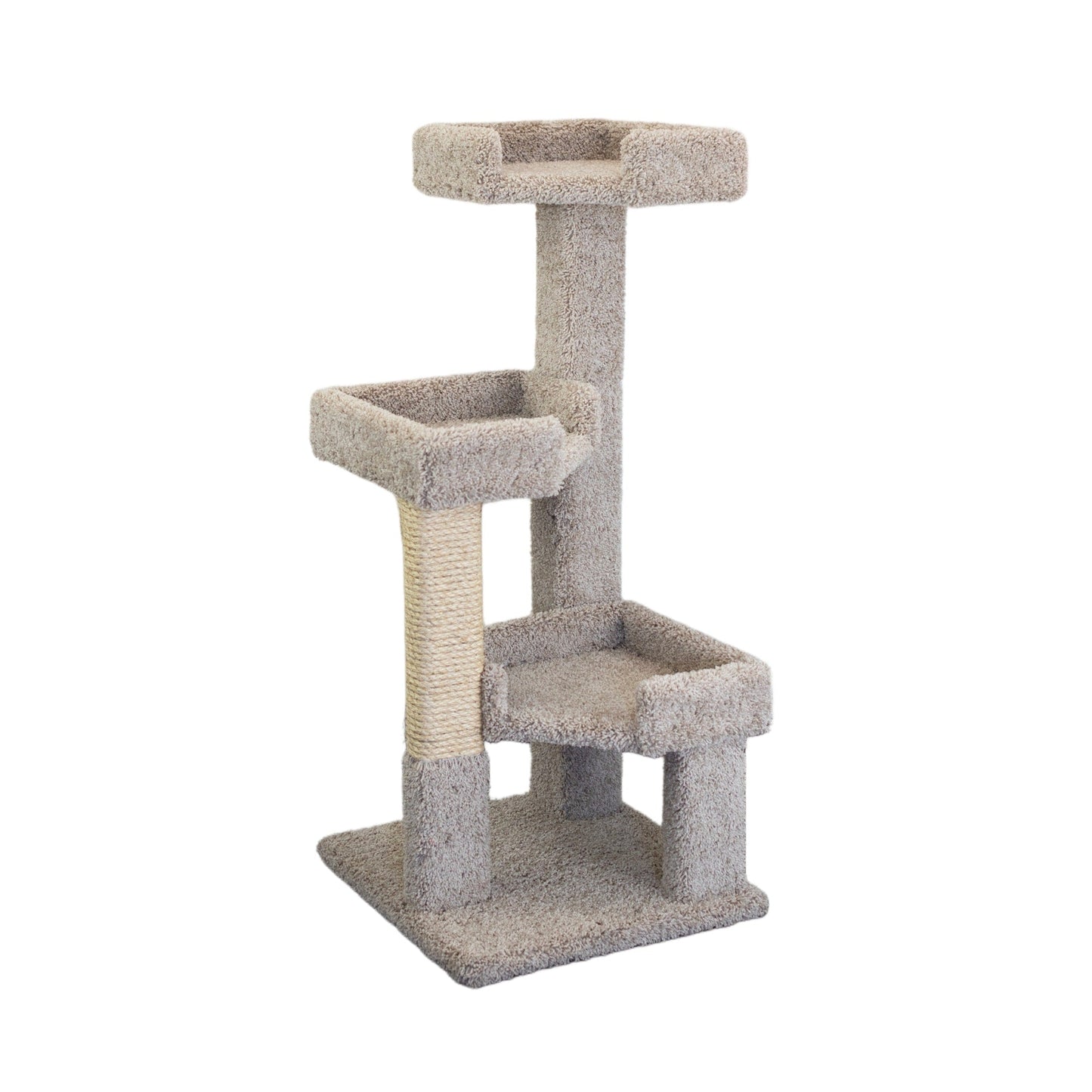 Nuovi appartamenti per gatti su 3 livelli in legno massello e moquette Kitty Tree