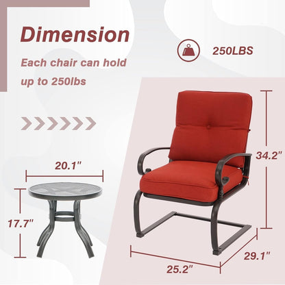 Set da pranzo Nista da esterno con 3 sedie e cuscini per patio, tavolino e C-Spring Bistro di Havenside Home