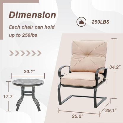 Set da pranzo Nista da esterno con 3 sedie e cuscini per patio, tavolino e C-Spring Bistro di Havenside Home