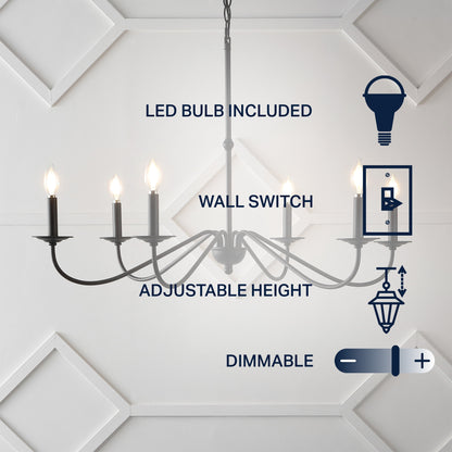 Lampadario a LED in ferro a 6 luci da 34,75 pollici, di JONATHAN Y