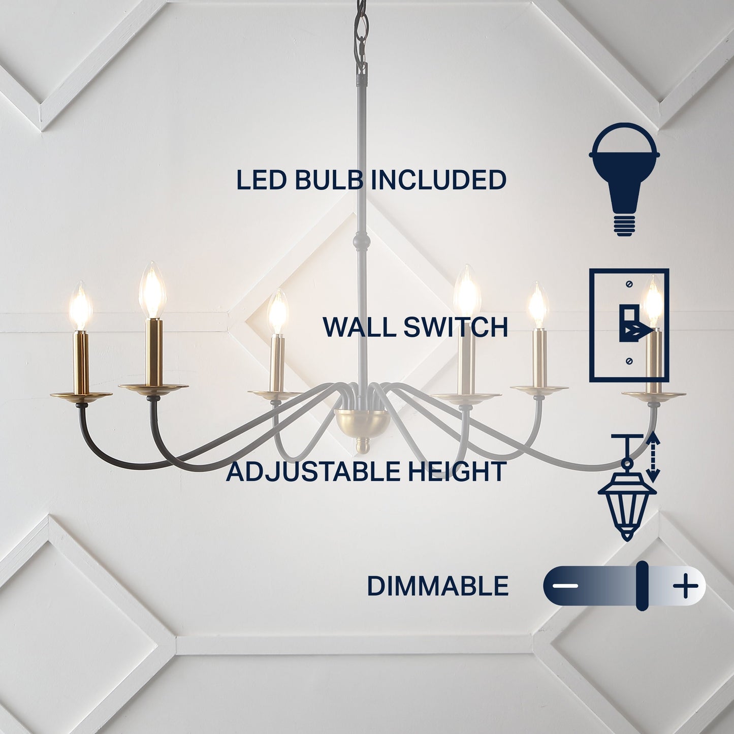 Lampadario a LED in ferro a 6 luci da 34,75 pollici, di JONATHAN Y