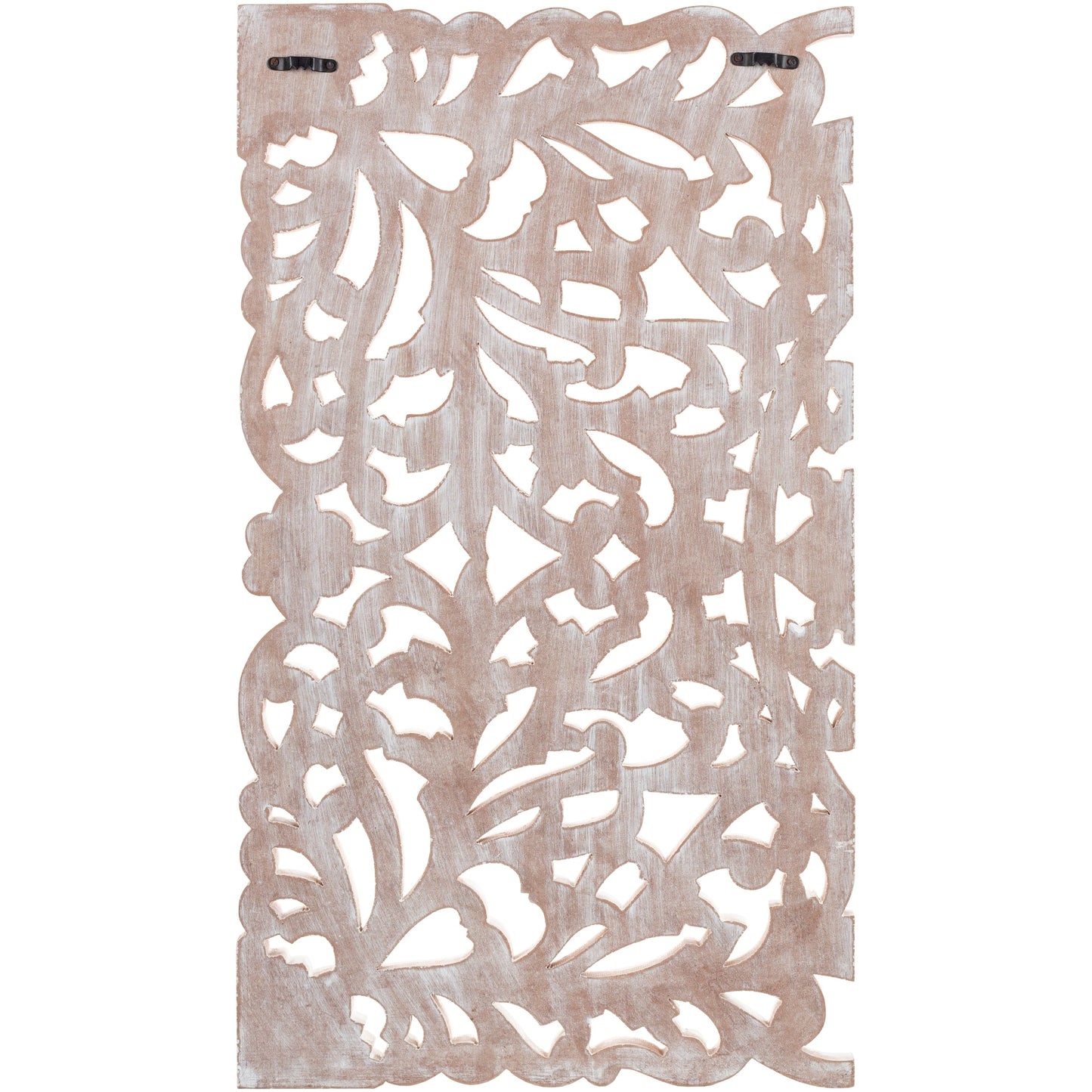 Norma Floral, arte murale in legno naturale intagliato a mano, 48x28 pollici, 3 pannelli