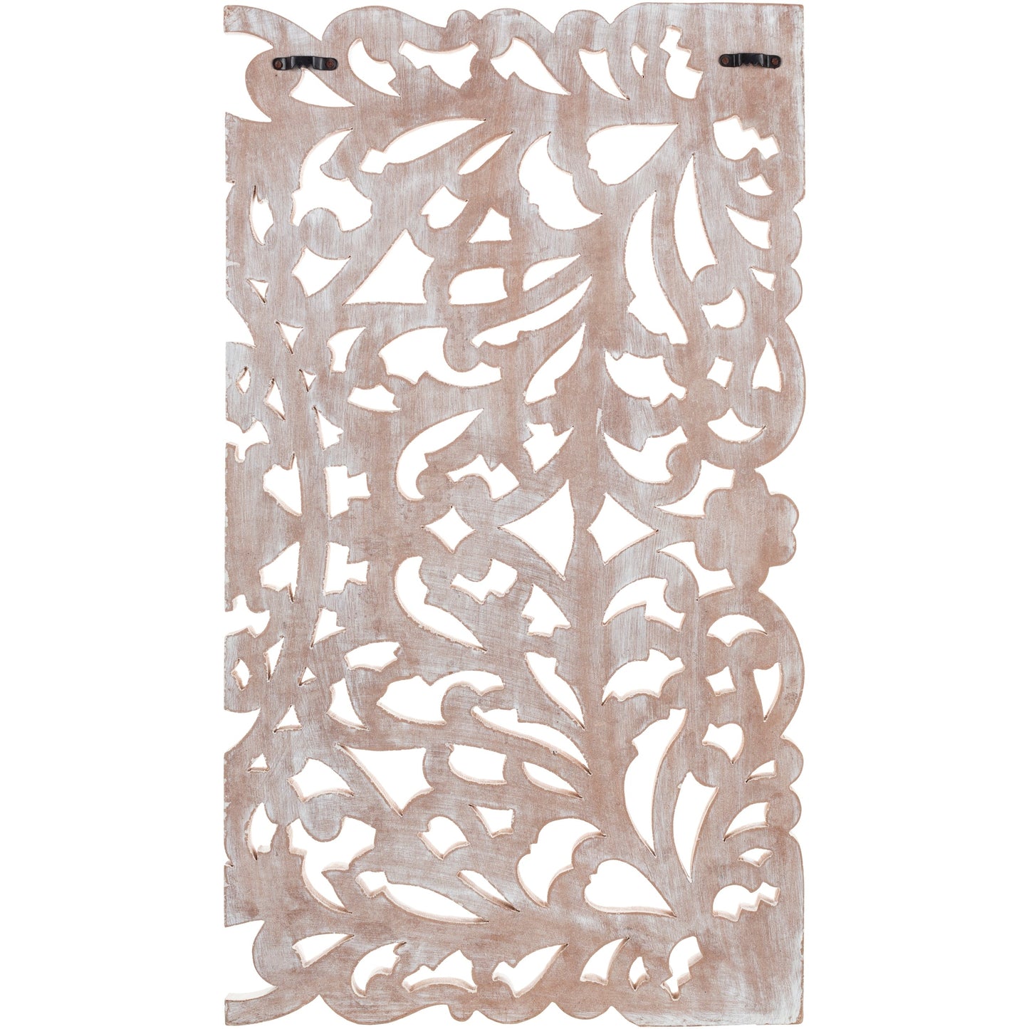 Norma Floral, arte murale in legno naturale intagliato a mano, 48x28 pollici, 3 pannelli