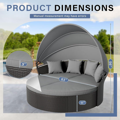 Set da conversazione per patio esterno Nuon da 4/5 pezzi, divano letto in vimini con baldacchino di Havenside Home