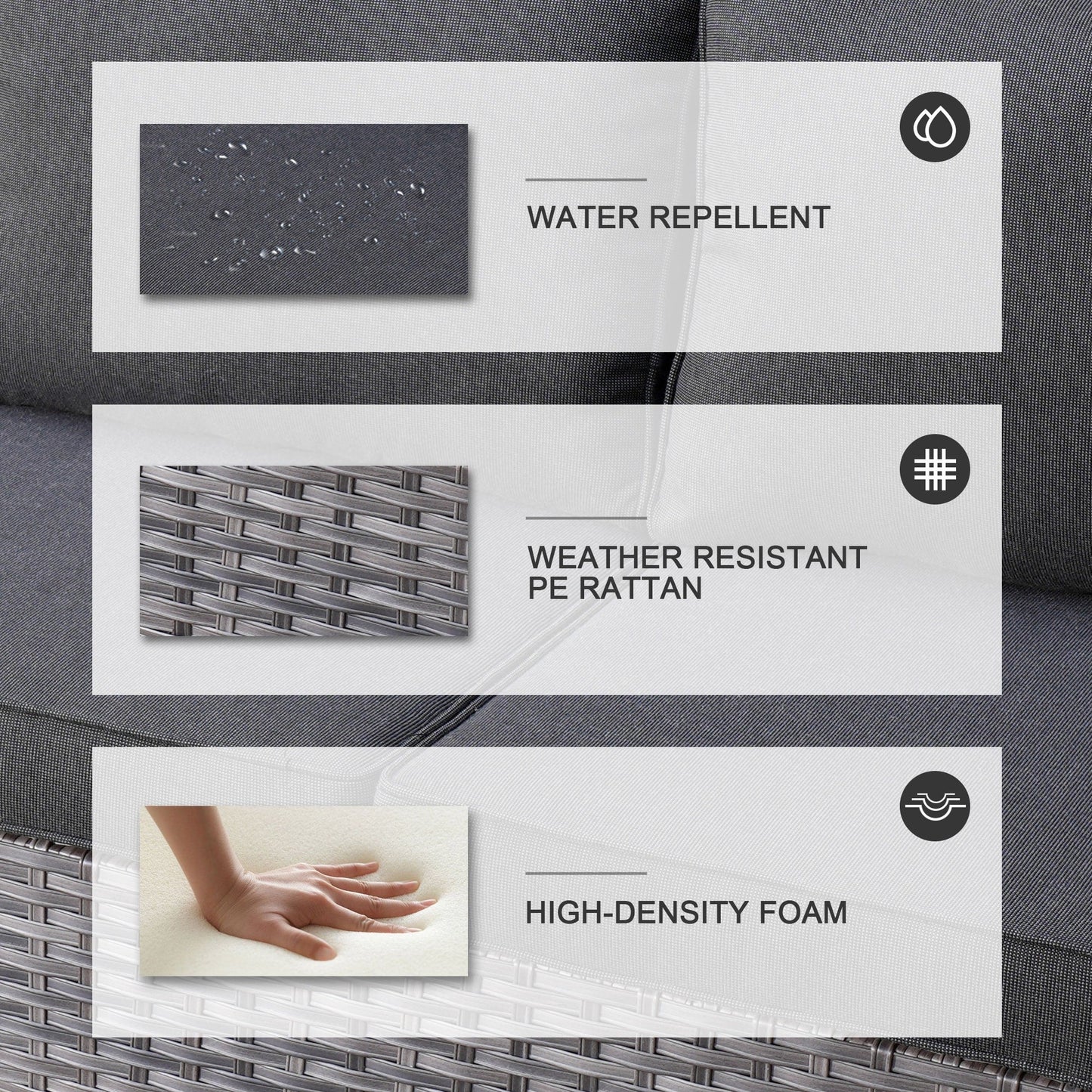 Set di 5 mobili da giardino in vimini con schienale alto OVIOS