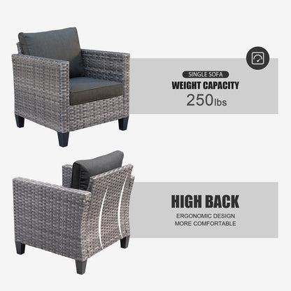 Set di 5 mobili da giardino in vimini con schienale alto OVIOS