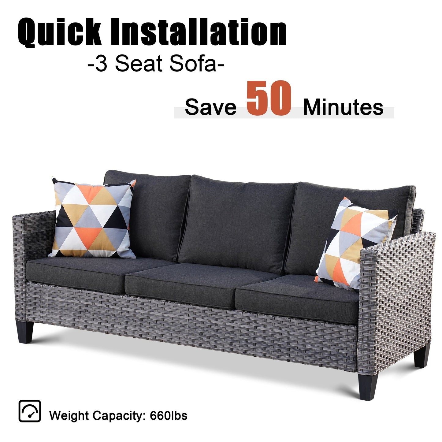 Set di 5 mobili da giardino in vimini con schienale alto OVIOS