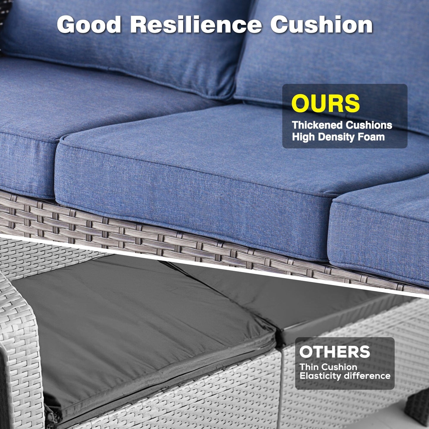 Set da conversazione OVIOS da 5 pezzi con schienale alto in vimini per patio