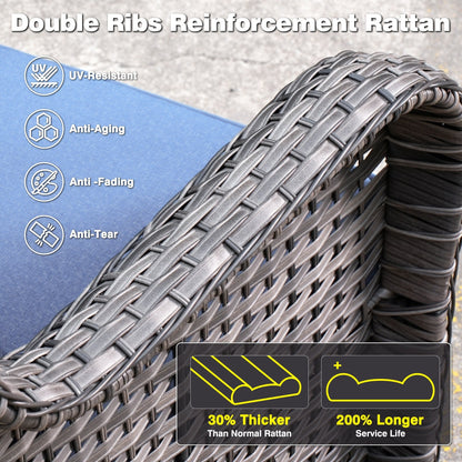 Set da conversazione OVIOS da 5 pezzi con schienale alto in vimini per patio