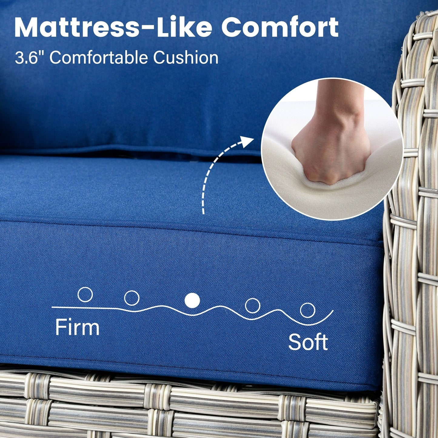 Set di 9 sedie girevoli in vimini per esterni OVIOS con tavolo da fuoco