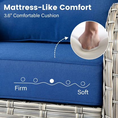 Set di 9 sedie girevoli in vimini per esterni OVIOS con tavolo da fuoco