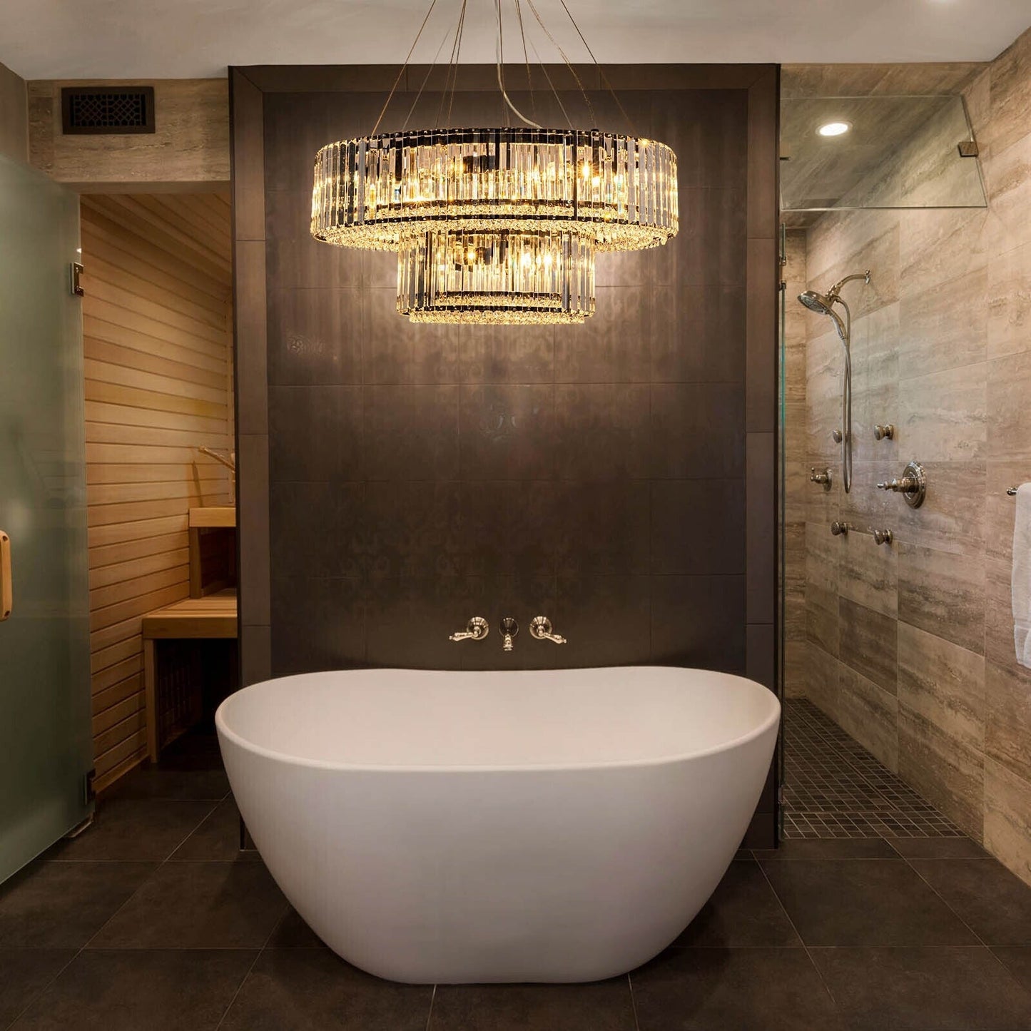 Lampadario moderno rotondo in cristallo OYIPRO da 6/8/12 luci a forma di tamburo per isola cucina