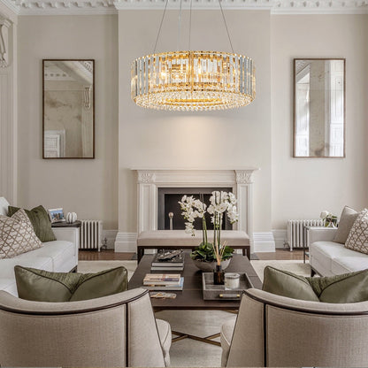 Lampadario moderno rotondo in cristallo OYIPRO da 6/8/12 luci a forma di tamburo per isola cucina