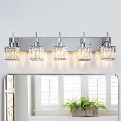 Ora Modern, lampade da bagno in cristallo dimmerabili sopra lo specchio, luci glamour per il bagno