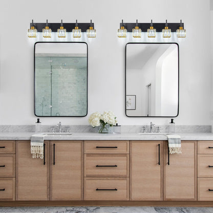 Ora Modern, lampade da bagno in cristallo dimmerabili sopra lo specchio, luci glamour per il bagno