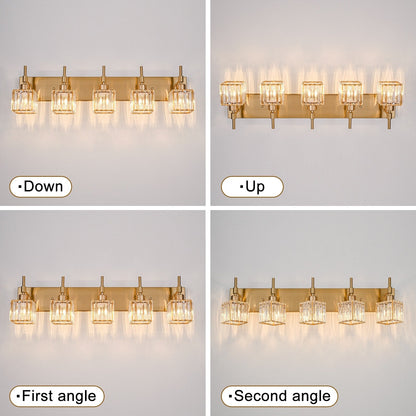 Ora Modern, lampade da bagno in cristallo dimmerabili sopra lo specchio, luci glamour per il bagno