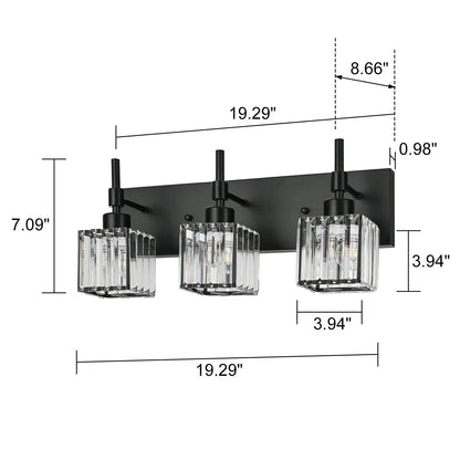 Ora Modern, lampade da bagno in cristallo dimmerabili sopra lo specchio, luci glamour per il bagno