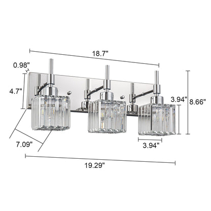 Ora Modern, lampade da bagno in cristallo dimmerabili sopra lo specchio, luci glamour per il bagno