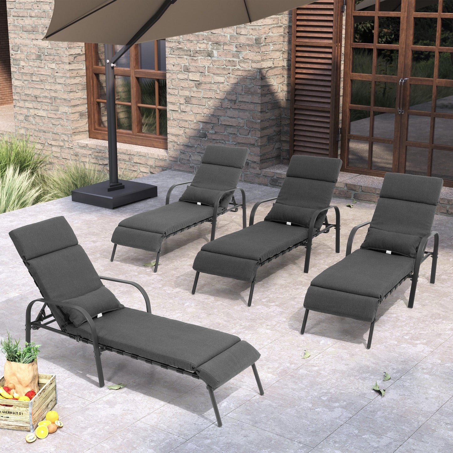 Sedia a sdraio regolabile per esterni con cuscino da spiaggia e piscina