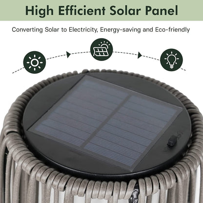 Lampada solare da pavimento per esterni, confezione da 2, lampada solare da patio in vimini per tutte le stagioni, lampada solare da esterno impermeabile per veranda, cortile, giardino