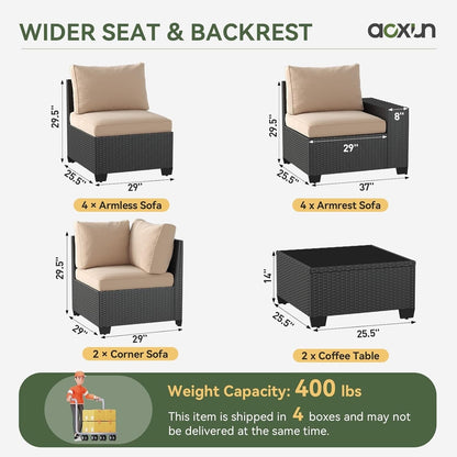 Set di mobili da giardino per esterni con cuscino spesso 4 pollici