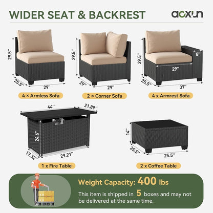 Set di mobili da giardino per esterni con cuscino spesso 4 pollici