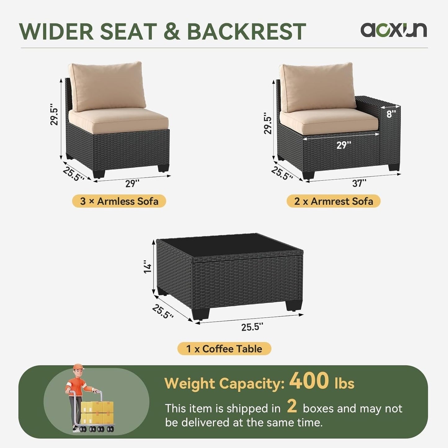 Set di mobili da giardino per esterni con cuscino spesso 4 pollici