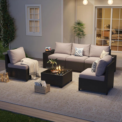 Set di mobili da giardino per esterni con cuscino spesso 4 pollici