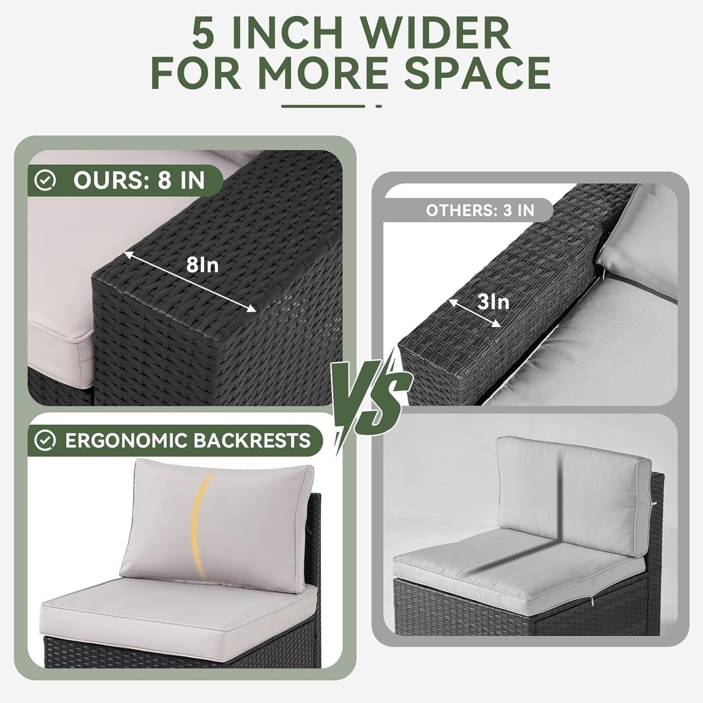 Set di mobili da giardino per esterni con cuscino spesso 4 pollici