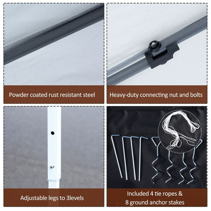 Tendalino pieghevole Outsunny da 10' x 10' resistente con rete laterale rimovibile, design di facile installazione, per feste all'aperto