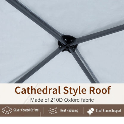 Tendalino pieghevole Outsunny da 10' x 10' resistente con rete laterale rimovibile, design di facile installazione, per feste all'aperto