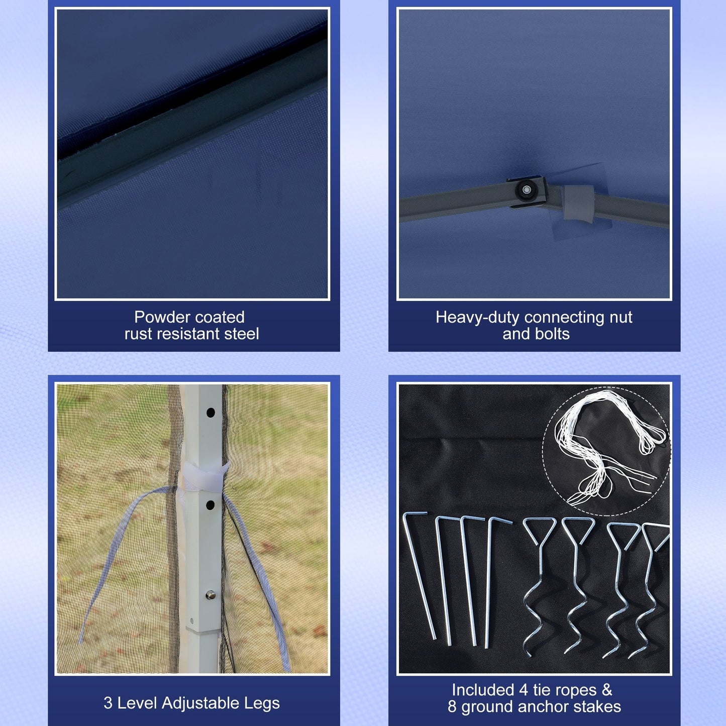 Tendalino pieghevole Outsunny da 10' x 10' resistente con rete laterale rimovibile, design di facile installazione, per feste all'aperto