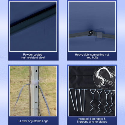 Tendalino pieghevole Outsunny da 10' x 10' resistente con rete laterale rimovibile, design di facile installazione, per feste all'aperto