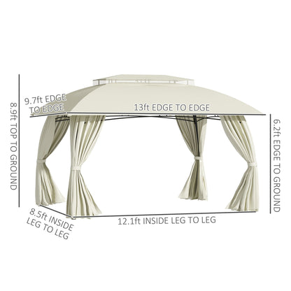 Gazebo da esterno Outsunny da 10' x 13' con pareti laterali, tetto a doppia ventilazione, struttura in acciaio