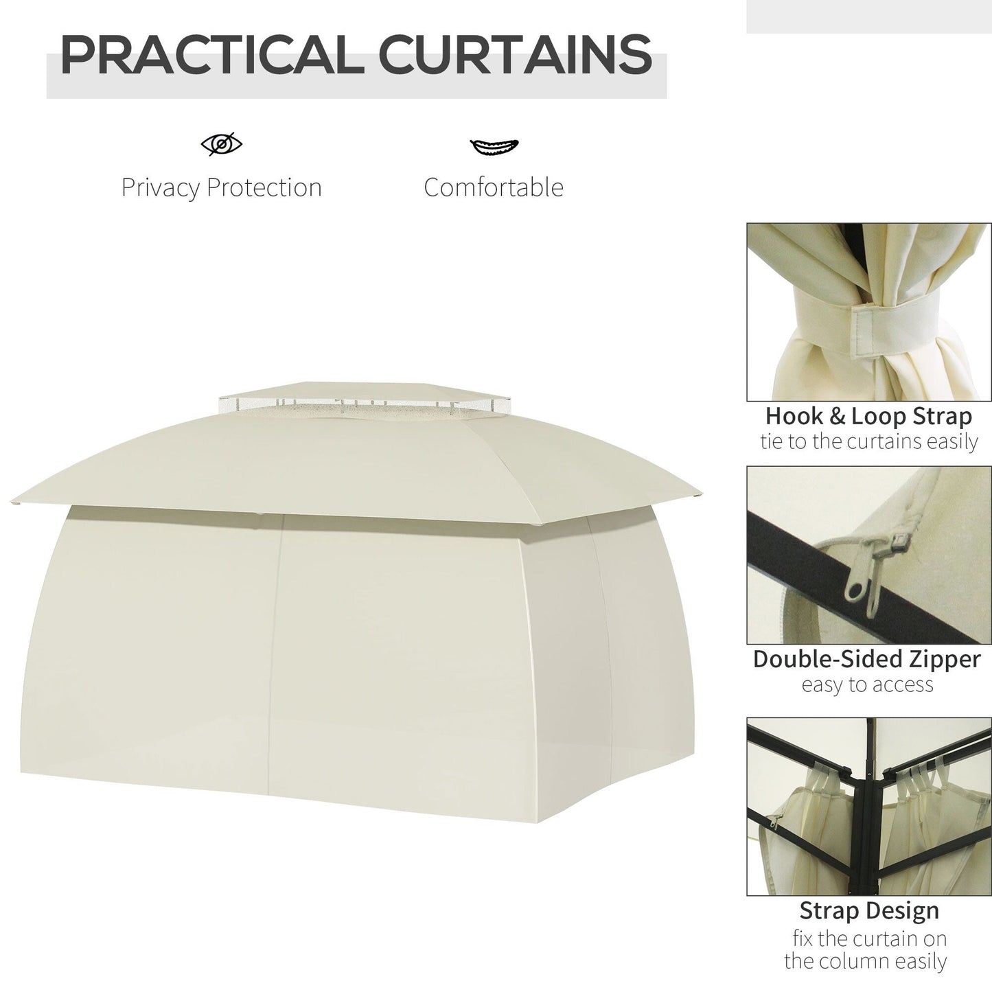 Gazebo da esterno Outsunny da 10' x 13' con pareti laterali, tetto a doppia ventilazione, struttura in acciaio