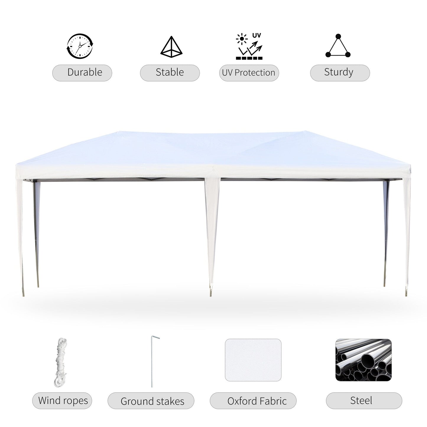 Tendalino pieghevole Outsunny Heavy Duty con telaio robusto, tetto anti-UV, borsa per il trasporto per patio, cortile, spiaggia, giardino