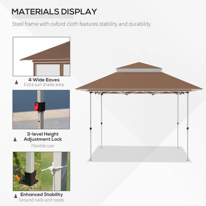 Tenda parasole Outsunny Pop Up Canopy da 12' x 12', pieghevole istantanea, con rete laterale in rete, altezza regolabile su 3 livelli