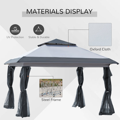 Tenda parasole Outsunny Pop Up Canopy da 12' x 12', pieghevole istantanea, con rete laterale in rete, altezza regolabile su 3 livelli