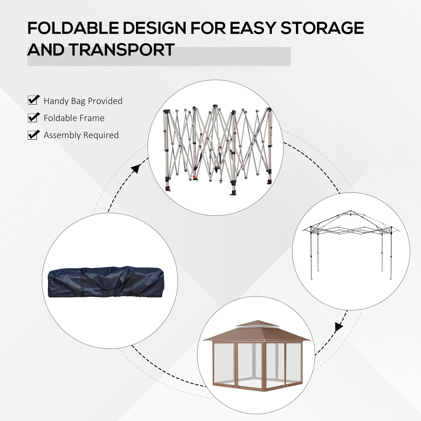 Tenda parasole Outsunny Pop Up Canopy da 12' x 12', pieghevole istantanea, con rete laterale in rete, altezza regolabile su 3 livelli