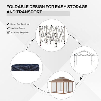 Tenda parasole Outsunny Pop Up Canopy da 12' x 12', pieghevole istantanea, con rete laterale in rete, altezza regolabile su 3 livelli