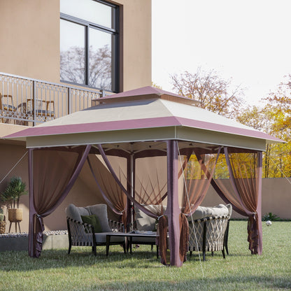 Tenda parasole Outsunny Pop Up Canopy da 12' x 12', pieghevole istantanea, con rete laterale in rete, altezza regolabile su 3 livelli