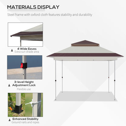Tenda parasole Outsunny Pop Up Canopy da 12' x 12', pieghevole istantanea, con rete laterale in rete, altezza regolabile su 3 livelli