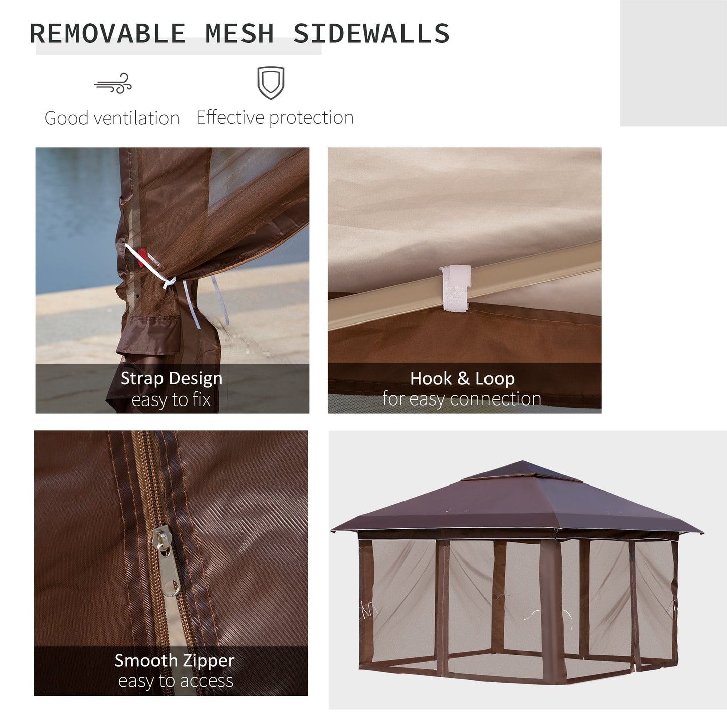 Tenda parasole Outsunny Pop Up Canopy da 12' x 12', pieghevole istantanea, con rete laterale in rete, altezza regolabile su 3 livelli